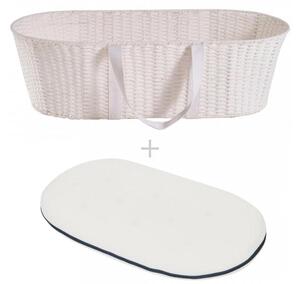 AHOJBABY Mojžíšův košík pro miminko Paper Dream white + matrac Airdream AHB11479