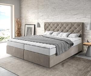 DELIFE Boxspring posteľ Dream-Great 180×200 cm mikrovlákno béžová s matracom a topperom