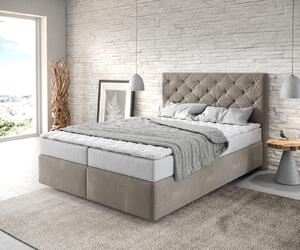 DELIFE Boxspring posteľ Dream-Great 140x200 cm mikrovlákno béžová s matracom a topperom