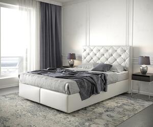 DELIFE Boxspring posteľ Dream-Great 140x200 cm umelá koža biela s matracom a topperom