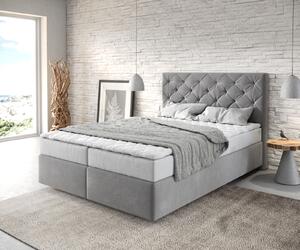 DELIFE Boxspring posteľ Dream-Great 140x200 cm mikrovlákno sivá s matracom a topperom