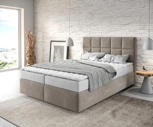 DELIFE Boxspring posteľ Dream-Fine 140x200 cm mikrovlákno béžová s matracom a topperom