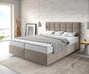 DELIFE Boxspring posteľ Dream-Fine 160x200 cm mikrovlákno béžová s matracom a topperom