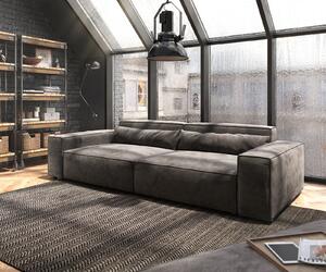 DELIFE Veľká pohovka Sirpio XL 270x130 cm mikrovlákno khaki-hnedá s taburetom