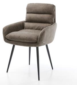 DELIFE Jedálenská stolička Abelia-Flex s opierkami mikrovlákno taupe vintage 4-nohá zúžená čierna