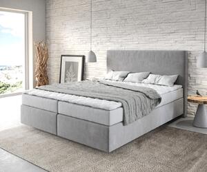 DELIFE Boxspring posteľ Dream-Well 160×200 cm mikrovlákno sivá s matracom a topperom