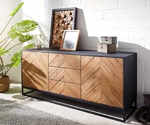 DELIFE Komoda Famke 145 cm mango teak 2 dvierka 3 zásuvky