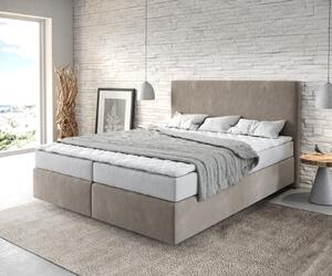 DELIFE Boxspring posteľ Dream-Well 160×200 cm mikrovlákno béžová s matracom a topperom