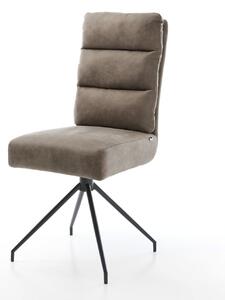 DELIFE Jedálenská stolička Pela-Flex mikrovlákno taupe vintage krížová podstava zúžená čierna vrecková pružina