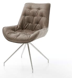 DELIFE Jedálenská stolička Taimi-Flex mikrovlákno taupe vintage krížová podstava zúžená nerezová oceľ