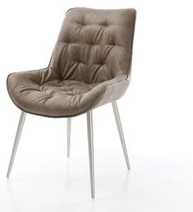 DELIFE Jedálenská stolička Taimi-Flex mikrovlákno taupe vintage 4-nohá zúžená nerezová oceľ