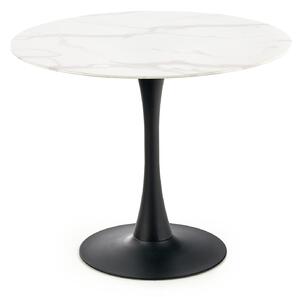 Okrúhly kuchynský stôl AMBROSIO 90 cm - biely mramor / čierna