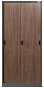 Kovová spisová policová skriňa s posuvnými dverami KUBA, 900 x 1850 x 400 mm, Eco Design: antracitová/ orech