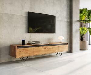 DELIFE Dizajnový TV stolík Stonegrace 200 cm akácia prírodná bridlica 4 zásuvky