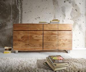 DELIFE Komoda Live-Edge 172 cm akácia prírodná 4 dvierka 4 zásuvky