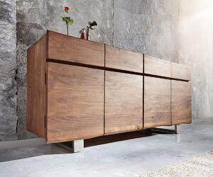 DELIFE Komoda Live-Edge 172 cm akácia hnedá 4 dvierka 4 zásuvky