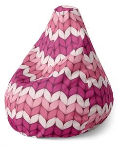 Sablio Sedací vak Pear Striedajúce ružové pletenie - 70 x 95 x 15 cm