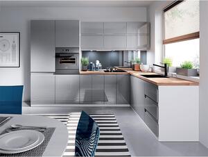 Kuchynská skrinka na vstavanú chladničku D60ZL Aurellia (biela + sivý lesk) (P). Vlastná spoľahlivá doprava až k Vám domov. 1015826