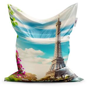 Sablio Sedací vak Classic Paríž Eiffelova veža Mraky - 150x100 cm