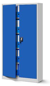 JAN NOWAK Kovová spisová skriňa model JAN 900x1850x400, šedo-modrá