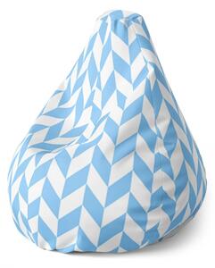 Sablio Sedací vak Pear Modro-biele kosodĺžniky - 70 x 95 x 15 cm