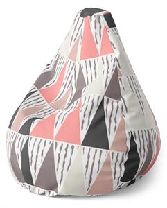 Sablio Sedací vak Pear Ružovo-šedé ihlany - 70 x 95 x 15 cm