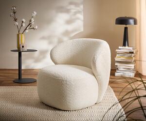 DELIFE Lounge kreslo Pulo 80x80 cm bouclé biela