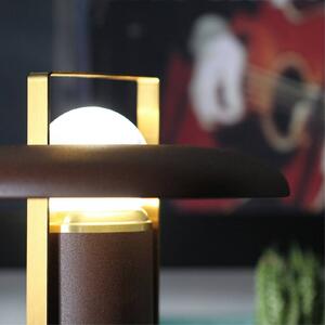 LED dobíjacia stolová lampa, tmavohnedá, hliník, PMMA, CCT