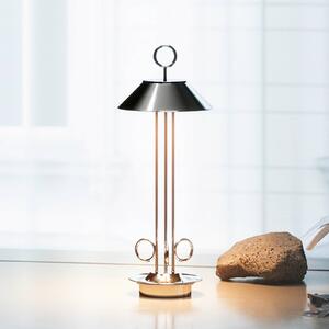 LED dobíjacia stolová lampa Nudiderot, chróm, hliník, IP54, stmievateľná