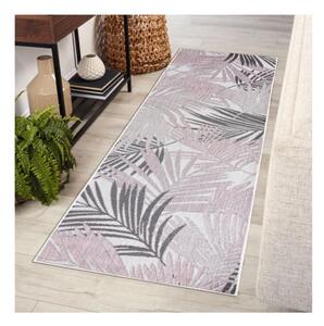Kusový koberec Palmové listy ružovosivý atyp 60x200cm