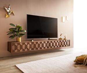 DELIFE TV stolík Fevo 220 cm akácia hnedá závesné 4 dvierka