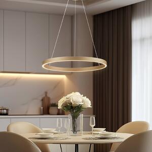 Lucande Smart LED závesné svietidlo Yonam, zlaté, 1 svetlo, Tuya, Mosadz / zlato, Obývacia izba / jedáleň, Hliník, Moderný, Závesné svietidlo