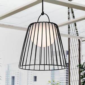 Lindby LED dobíjacie vonkajšie závesné svietidlo Levino, čierna farba, kov, Čierna, kov, Moderný, Závesné svietidlo