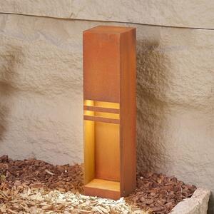 Lucande LED podlahové svietidlo Oxido, farba hrdza, výška 50 cm, IP44, Hnedá / hrdzavá, kov, Moderný, Vonkajčie stĺpové osvetlenie