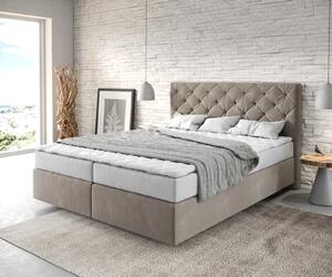 DELIFE Boxspring posteľ Dream-Great 160x200 cm mikrovlákno béžová s matracom a topperom