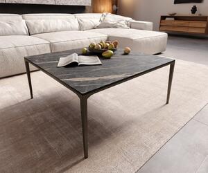 DELIFE Konferenčný stolík Levente 85x85 cm keramika Laminam® Noir Desir hnedá podstava kov titánová farba