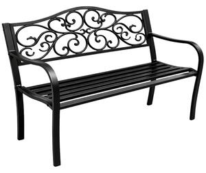 Lean Záhradná kovová lavička – 127cm, čierna