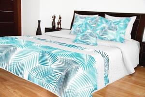 Biely prehoz na posteľ so svetlo modrým vzorom Šírka: 170 cm | Dĺžka: 210 cm