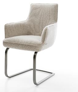 DELIFE Konzolová jedálenská stolička Heira-Flex s opierkami tkanina mäkká béžová konzolová jedálenská stolička plochá grafitová vrecková pružina