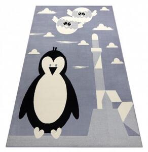Detský kusový koberec PP Tučniak šedý 120x160cm