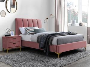 Čalúnená jednolôžková posteľ MIRAGE | Velvet 90 Farba: Ružová