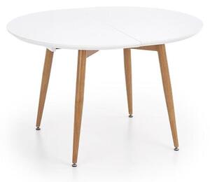 Jedálenský stôl Eddi rozkladací 120-200x100 cm (biely lak, dub
