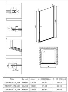 Deante Kerria Plus, 1-krídlové sprchové dvere 70x200 cm, 6mm číre sklo, chrómový profil, DEA-KTSW047P