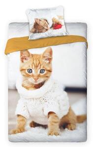 Bavlnené posteľné obliečky s motívom mačiatka 2 časti: 1ks 140 cmx200 + 1ks 70 cmx90