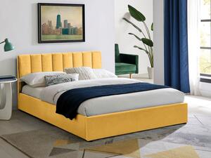 Manželská posteľ MONTREAL VELVET 160 s úložným priestorom Farba: Curry / tap.193