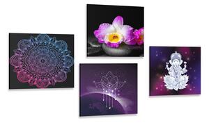 Set obrazov purpurové Zen zátišie s Budhom