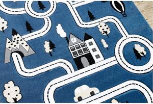 Detský kusový koberec Cesty v meste modrý 160x220cm