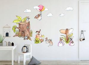 Detská nálepka na stenu s roztomilým motívom myšia rodinka 60 x 120 cm