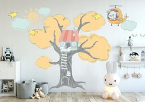 Krásna detská nálepka na stenu dobrodružný domček na strome 100 x 200 cm
