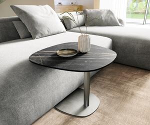 DELIFE Konferenčný stolík Edge zaoblený 60x60 cm keramika Laminam® Noir Desir hnedá Eleny nerezová oceľ kefovaná
